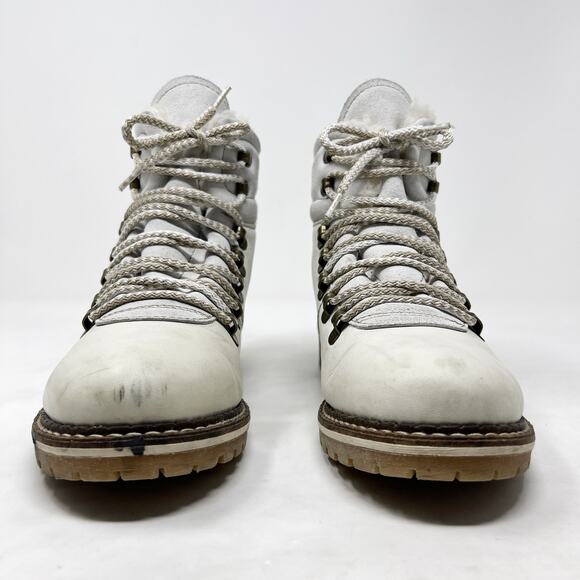 [Bos & Co.] White Howe Waterproof Ankle High Lug Sole Leather Boots Size 40 US 9 - Picture 4 of 12